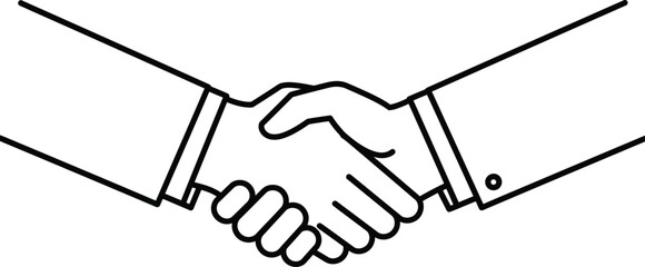 Clean Handshake Icon, Straight Lines, Business Agreement