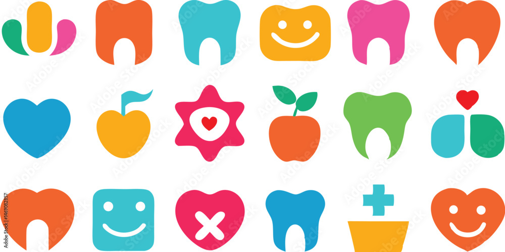 Poster creative digital abstract colorful icons elements for branding and marketing visual assets