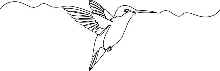Continuous Line Hummingbird Silhouette