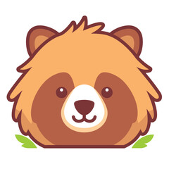 Adorable cartoon raccoon face with big eyes and cute nose.