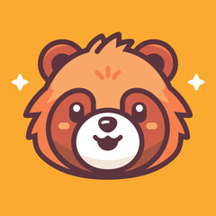 Adorable cartoon bear with sparkles on a bright orange background.