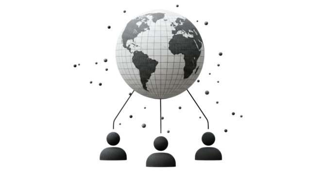 Isolated Global Network with Connected People Icons