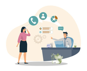 Customer Service Representative Assisting a Caller in a Supportive Environment.