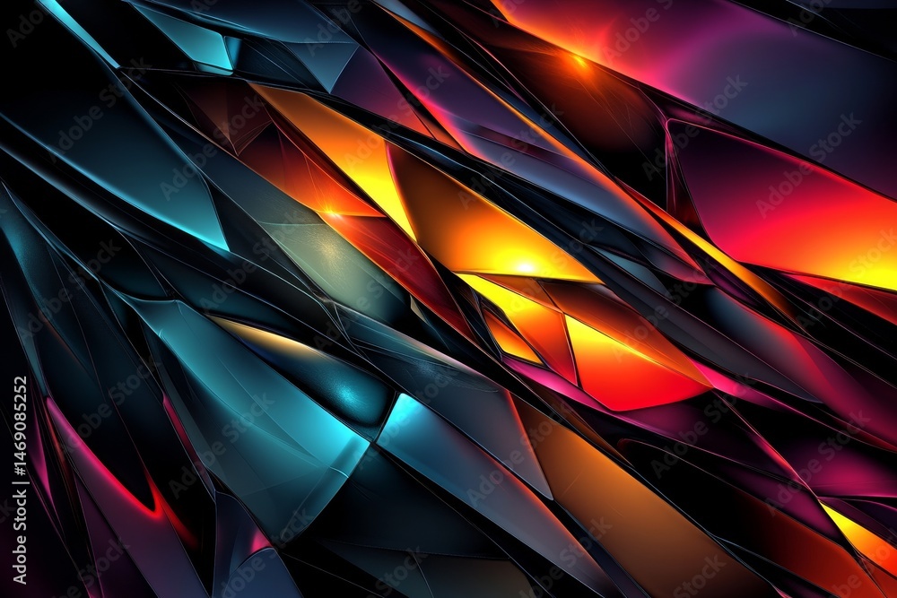 Poster abstract design of dynamic overlapping polygons.