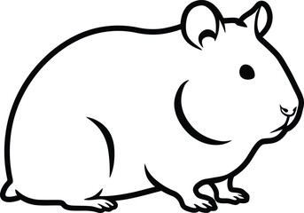 Hamster Silhouette, Black Outline, Vector Illustration