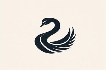Naklejka premium Elegant, stylized silhouette of a swan in profile view.