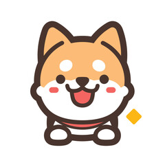 Adorable Shiba Inu cartoon character with a happy expression.