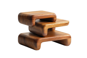 Elegant wooden riser stands for home display in transparent png images placed over white background