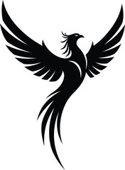 Minimalist Black and White Phoenix Vector