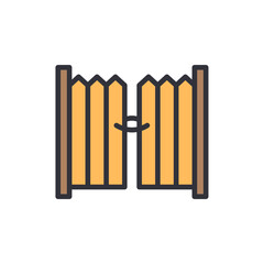 Stylized vector graphics showing vintage wooden fence entry isolated on White
