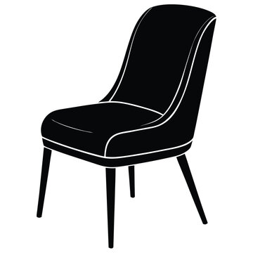 recommend clip art: Sleek black chair silhouette features thin white outlines enhancing a modern, minimalist furniture aesthetic