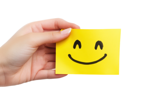 Face paper with yellow hand design in transparent png format cleanly isolated on white background - Powered by Adobe