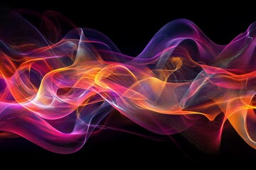 Abstract design with vibrant color waves on a dark background.