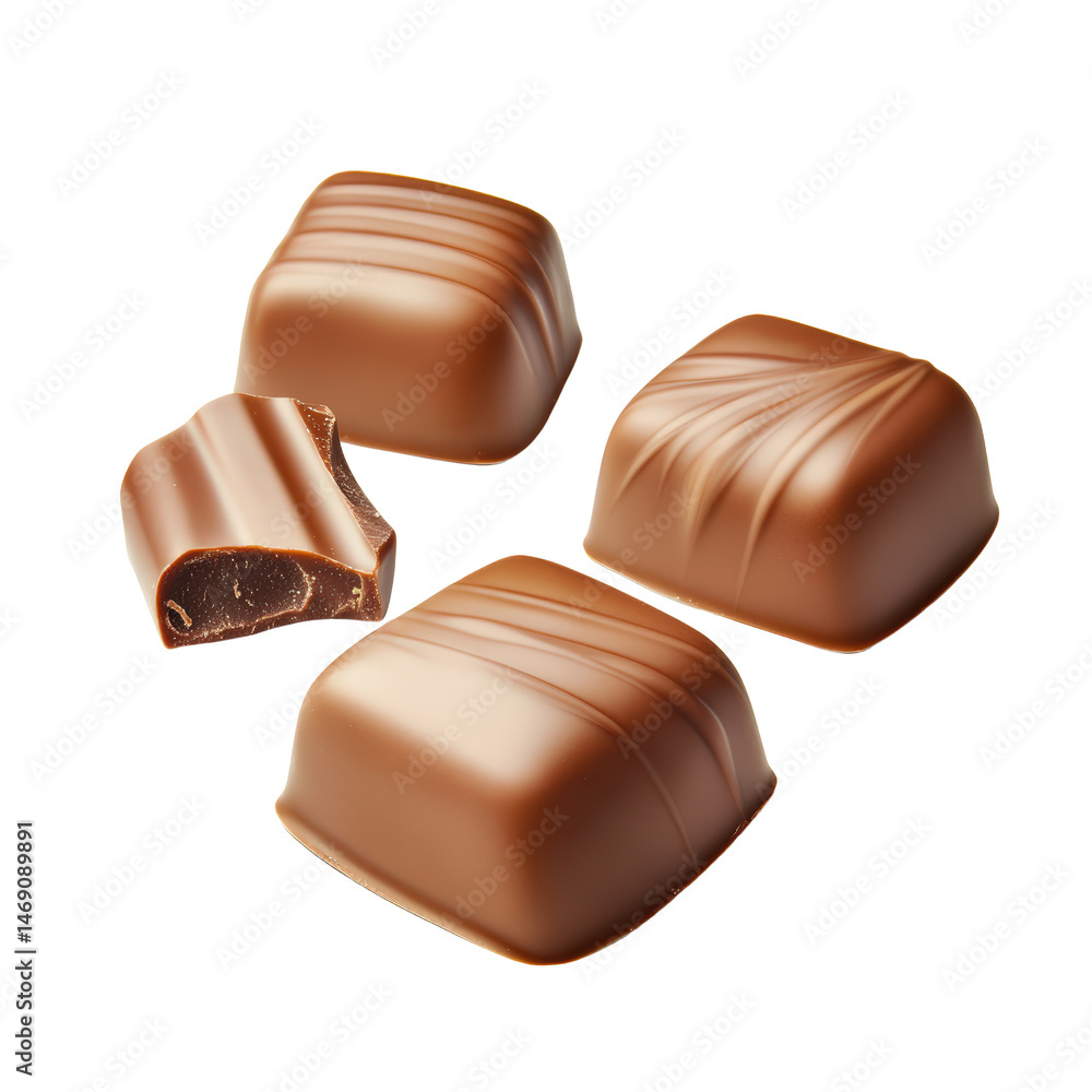 Poster exquisite selection of three indulgent chocolates with rich textures and flavors perfect for satisfy