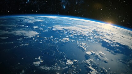 Fototapeta premium A Beautiful View of Earth from Space at Dawn with Soft Blue and White Colors