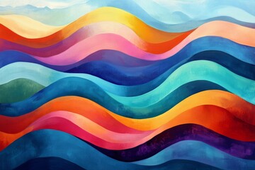Colorful abstract wavy design with layered hues.