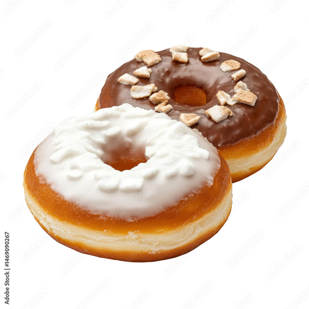 Aufkleber two delicious donuts topped with crunchy nuts on a light background creating a tempting sweet treat 