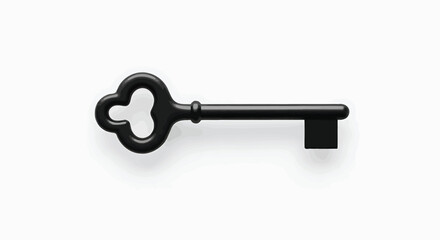 Minimalist Black Key with Heart-Shaped Handle