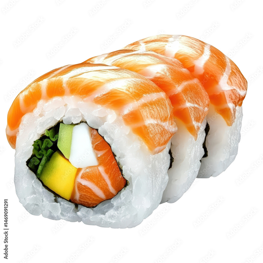 Poster a rolled piece of sui presented on a simple plate highlighting its unique shape and delicious fillin