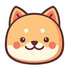 Cute Shiba Inu dog with soft smile and rounded features in cartoon style.