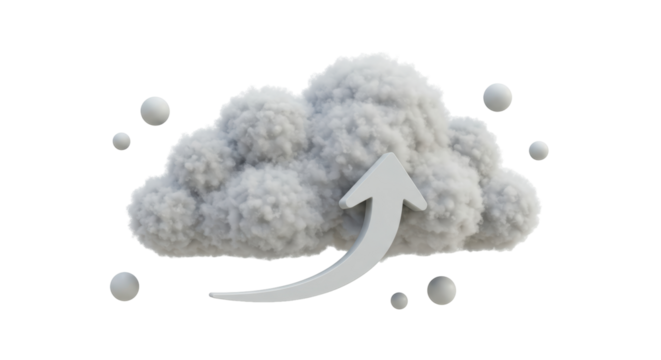 Isolated Cloud with Upward Arrow Symbolizing Upload