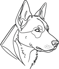 One-Stroke Dog Head Silhouette