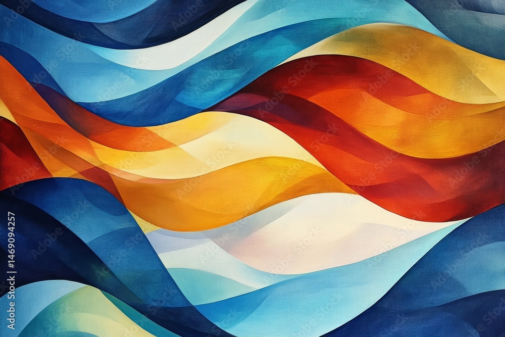 Poster vibrant abstract design with flowing color patterns.