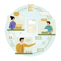 Remote work and digital workplace concept with Collaborative Business Teamwork.