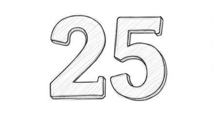 Number 25 Hand Drawn Sketch Illustration