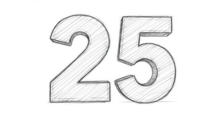 Naklejka premium Simple Sketch of the Number Twenty-Five