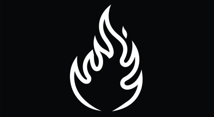Black Flame Outline with White Accents