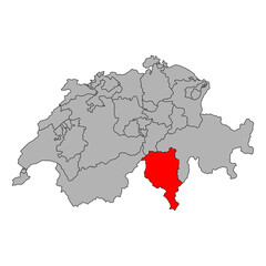 Canton of Ticino Switzerland map shape, travel web flat concept icon vector illustration .