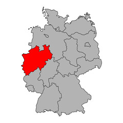 Germany map icon of North Rhine-Westphalia, isolated graphic background vector illustration .