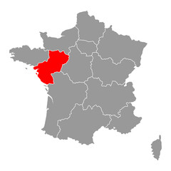 Lands of the Loire of France map symbol shape, travel web flat concept icon symbol vector .
