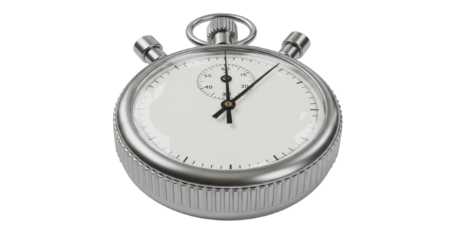 Isolated Silver Stopwatch with White Background