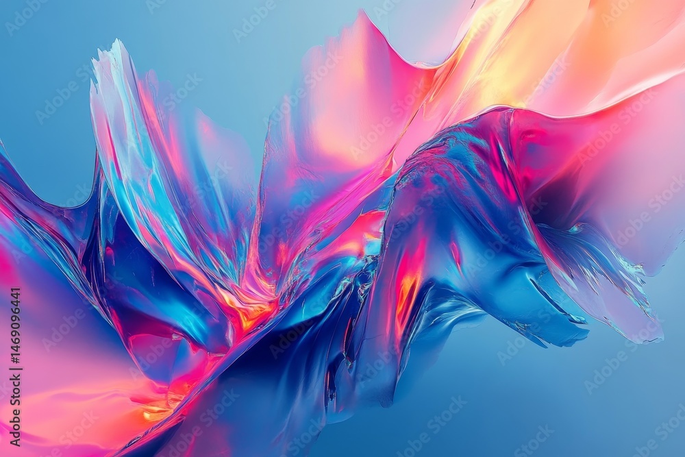 Poster vibrant abstract shapes in a dynamic color scheme.