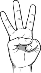 Black Line Art Peace Sign Hand Gesture