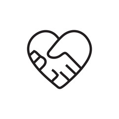 Heart-shaped hands in handshake