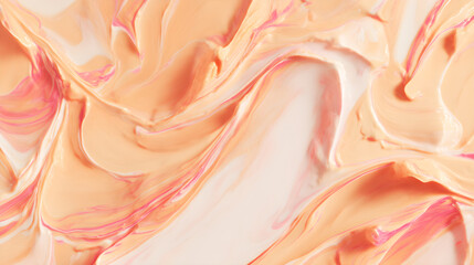 Obraz premium Creamy peach, pink, and white swirling abstract texture with flowing curves