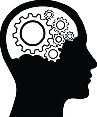 Thinking Head Silhouette with Gear