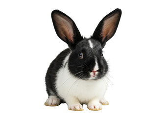 Obraz premium portrait of a black and white rabbit. isolated on transparent png