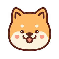 Adorable Shiba Inu cartoon face with cute expression.