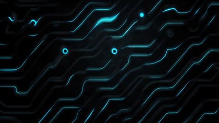 Abstract Blue Glowing Digital Circuit Board Lines on Dark Backdrop Futuristic Design