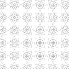 Geometric Seamless Pattern with Interlocking Stars and Flowers