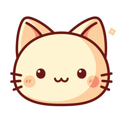 Cute kawaii cat face with blush and sparkles.