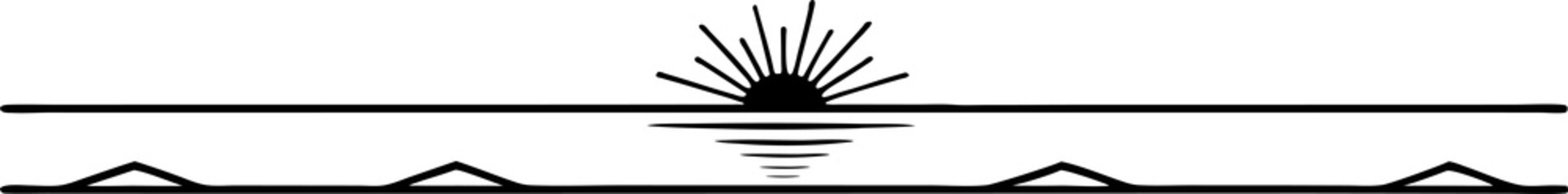 Ornate Sun divider Fancy Lines summer Elegant, Swirling Lines sunset and sunrise tropical beach ornate border design, beach vibes Thin line calligraphy page separator decorative element
