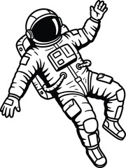 Astronaut Icon, Black Outline, Floating