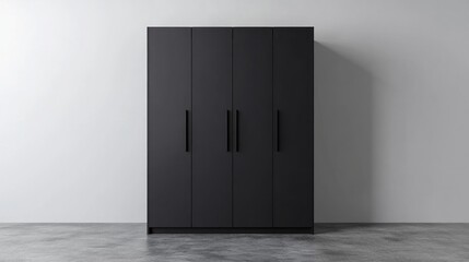 Modern dark gray wardrobe with four doors