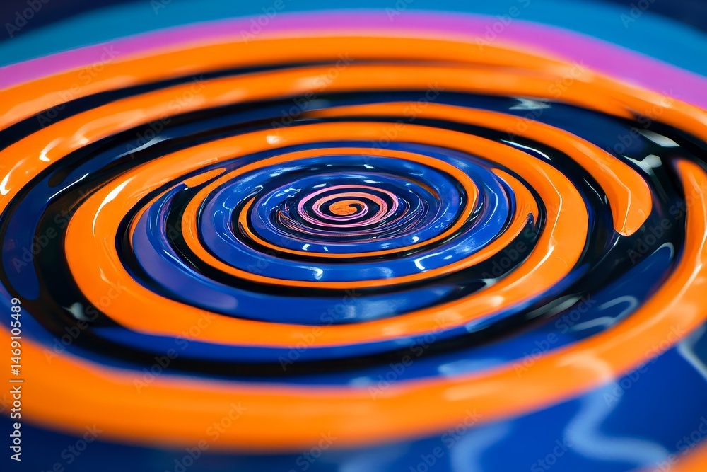 Poster colorful concentric circles in a dynamic swirling pattern.