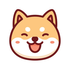 Cute Shiba Inu cartoon dog winking and smiling happily.